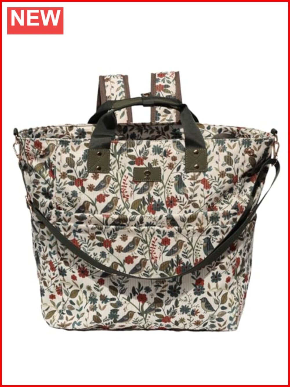 3-in-1 Convertible Diaper Bag Tote Backpack Crossbody Water-Repellent Canvas